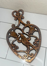 Copper Finished Metal Kitchen Trivet With Bird Heart Design 8
