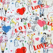 BTY 1980s Pop Art Novelty Apparel Fabric Vintage Cotton picture