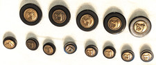 RARE Set of 13 Vintage Equestrian Horsehead Buttons - Bronze & Black Classic picture