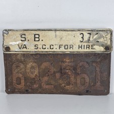 Vintage 1954 Virginia License Plate w/ FOR HIRE Metal Topper Plate Attached  picture