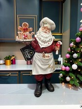 12” Santa Claus Baker Gingerbread Cookie Statue Christmas Joy Sign Candy Cane picture