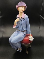 1920's Art Deco Hand Painted Flapper Girl Resin Figurine picture