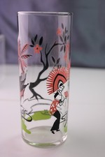 Federal Glass Tom Collins Glass Tumbler Pink Native Dancer MCM Manufacturer Mark picture