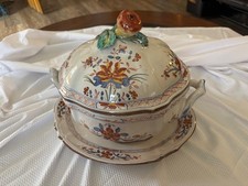  Vintage Italian Majolica Soup Tureen & Matching Platter, Hand-Pain picture