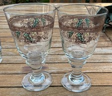 Set of 2 Johnson Brothers Friendly Village 13 Oz New Shape Glassware Goblets EXC picture
