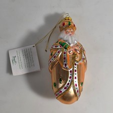 Margaret Cobane Glass Christmas Ornament Gold Santa King 6