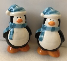 Adorable Winter Penguin 4” Salt & Pepper Shakers Figurine picture