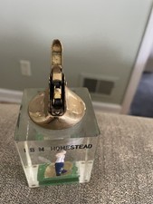 GOLFER IBM Homestead Vintage Lucite desk Lighter/Paperweight 3”x3” picture