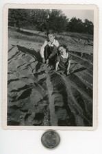 Vintage 1948 photo / Bored Demented Farm Kids Create Diorama of Plate Tectonics picture
