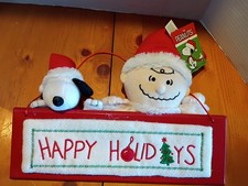 Peanuts Happy Holidays Christmas Santa Snoopy & Charlie Brown Wall Decor picture