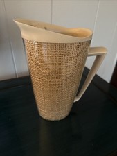 Vintage Raffia Ware Pitcher Burlap Straw MCM Retro Mid Century picture