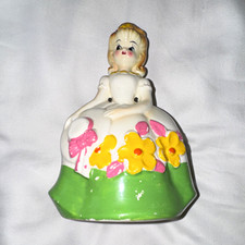 Vintage Rubens Originals Glazed Ceramic Girl Floral Planter Vase, Japan picture