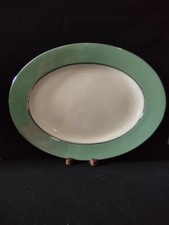 Vintage Shenango Gateway Michele Green Oval Serving Platter 15.5