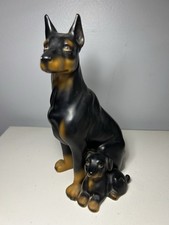 Vintage Japan Doberman Pinscher with puppy 8 inch Statue Figurine  Japan picture