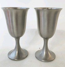 Set Of Vintage Web Pewter Chalice /Wine Goblet Cups Pair #1153 6.5
