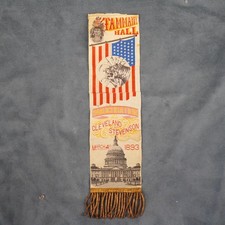 1893 Grover Cleveland & Adlai Stevenson Inauguration Ribbon Damaged picture