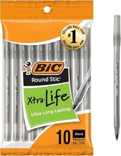 Pack of 10 Ballpoint Pen - Black Ink Ball Point Pens for Office Writing School picture