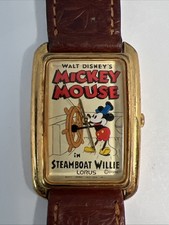 Vintage Walt Disney’s Lorus Mickey Mouse Steamboat Willy Tank Watch V515-5A70 picture