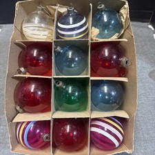 12 Vintage Unsilvered Glass Christmas Ornament 3” picture