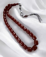 Dark brown agate tasbeeh 925 carat silver picture