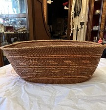 Antique Tsimshian Native Fine Hand Woven Basket Cedar Bark Decoritive picture