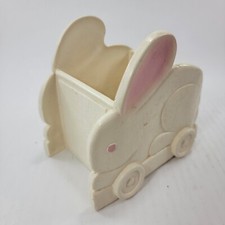 Vintage F.T.D.A Flower Pot Wooden / Composite Box Easter Bunny Themed RARE  picture