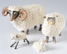 Irish Dresdan Daddy Sheep Mom Sheep 2 Lambs Set of 4 Figurines Lace Porcelain picture