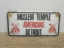 Rare Vtg Moslem Temple Americans Detroit Michigan License Plate Shriner Masonic  picture