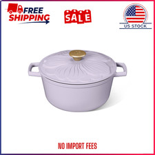 Beautiful 4 Qt Enameled Cast Iron Round Dutch Oven Lavender Drew Barrymore picture
