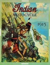 LARGE VINTAGE INDIAN MOTOCYCLE 1915 POSTER PRINT MOTORCYCLE USED ART SIGN PHOTOS picture