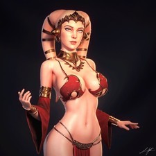 Twi'lek Woman Fan Art  Resin Statue Pro Painted 1/6 Scale - Made To Order. picture