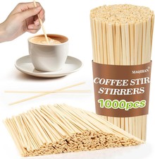 MAQIHAN 1000Pcs Sip Stirrers - Bamboo Coffee Stir Sticks Disposable Hot Drink Be picture