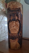 Hand Carved Wood Carving Native American Head Wall Hanging, 12in Brown Natural picture
