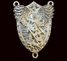 Large 1.6 Inch Silver-tone Metal Saint Michael Rosary Center Medal picture