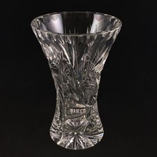 American Brilliant Glass Vase Deep Cut Lead Crystal Star Pinwheel Pattern 6 inch picture