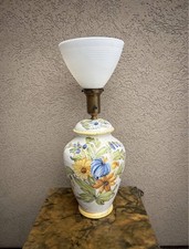 Majolica Italy Polychrome Ceramic Lamp Floral Signed Hand Painted Torchierre VTG picture