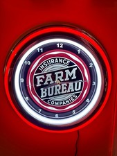 Farm Bureau Insurance OldLogo Agent Office Red Neon Style LED Clock Sign picture