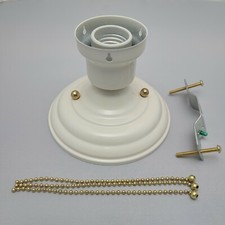 LOOK  NEW ANTIQUE WHITE 3-CHAIN FIXTURE - VINTAGE ART DECO SHADE Three Chain picture