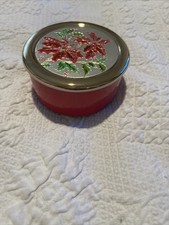 Vintage Christmas Chokin Poinsetta 24K Gold Trim China Trinket Box Made In Japan picture