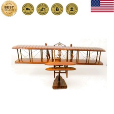 High-Gloss Wright Flyer Airplane Wood Model - Perfect for Aviation Aficionados picture
