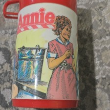 Aladdin Annie Plastic Thermos 1981 Red Collectible Vintage Movie Memorabilia picture