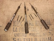 Three (3)Vintage North Bros Yankee No. 41 Push Hand Drill 9 Bits picture
