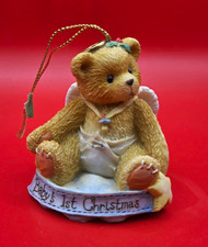 Baby's 1st Christmas Teddy Bear Hanging Ornament Brown/White 1pc picture