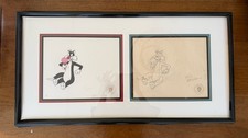 Original Looney Tunes Sylvester Cel + Signed Layout Drawing Set –Warner Bros COA picture