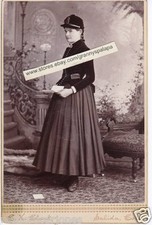 Original Cabinet Photo-Pretty Young Girl Standing-Long Dress Hat-Smartly Dressed picture