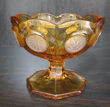 Vintage Fostoria Amber Coin Glass Footed Candy Dish picture