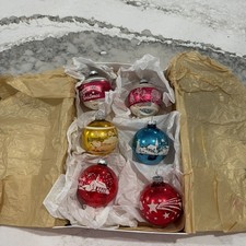 Vintage Stencil Mercury Glass Christmas Ornament Lot set of 6 Shiny Brite 3.5” picture