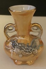 Vintage Miniature Japanese Lusterware Moriage Dragonware Porcelain Vase picture