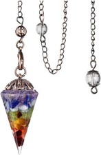 Péndulo de cristal de 7 chakras, gema facetada para adivinación, sanación y más. picture
