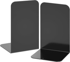 Bookends 1 Pair, Black Metal Book Ends, Heavy Bookends for Shelves, Book Stopper picture